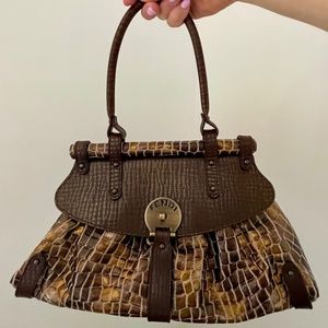 Fendi brown and gold handbag